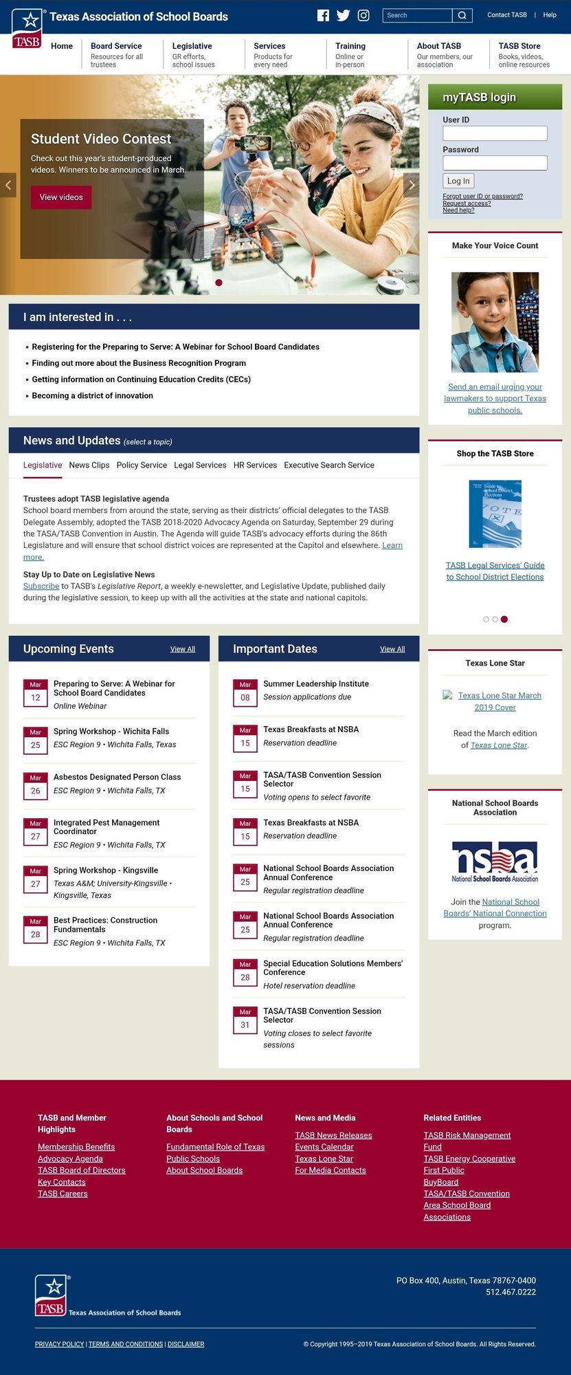 TASB Website in 2019
